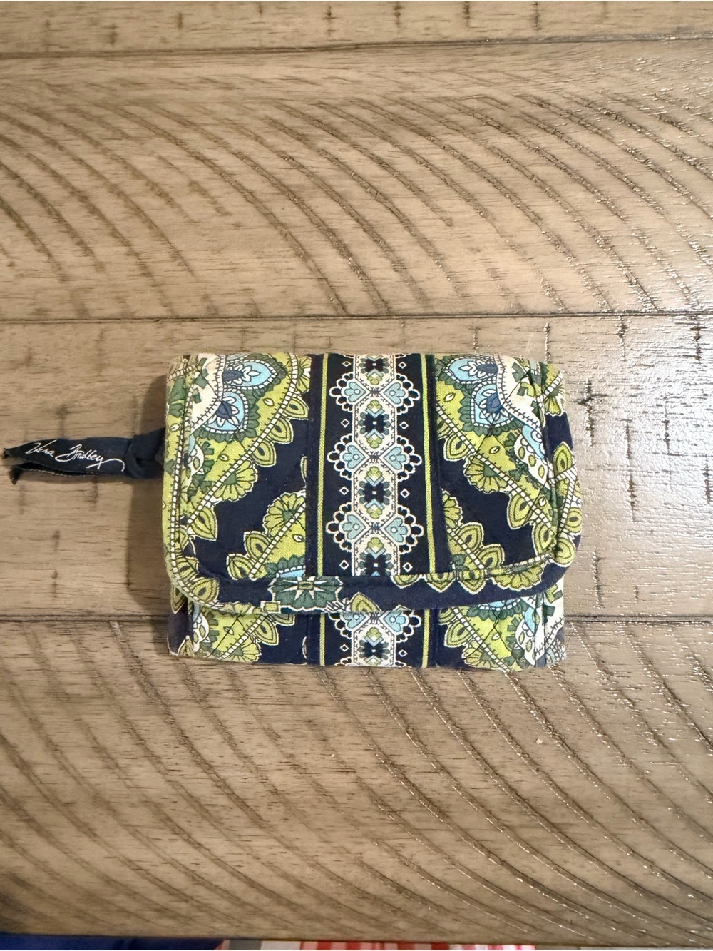 Vera Bradley Navy & Lime Quilted Fold Wallet